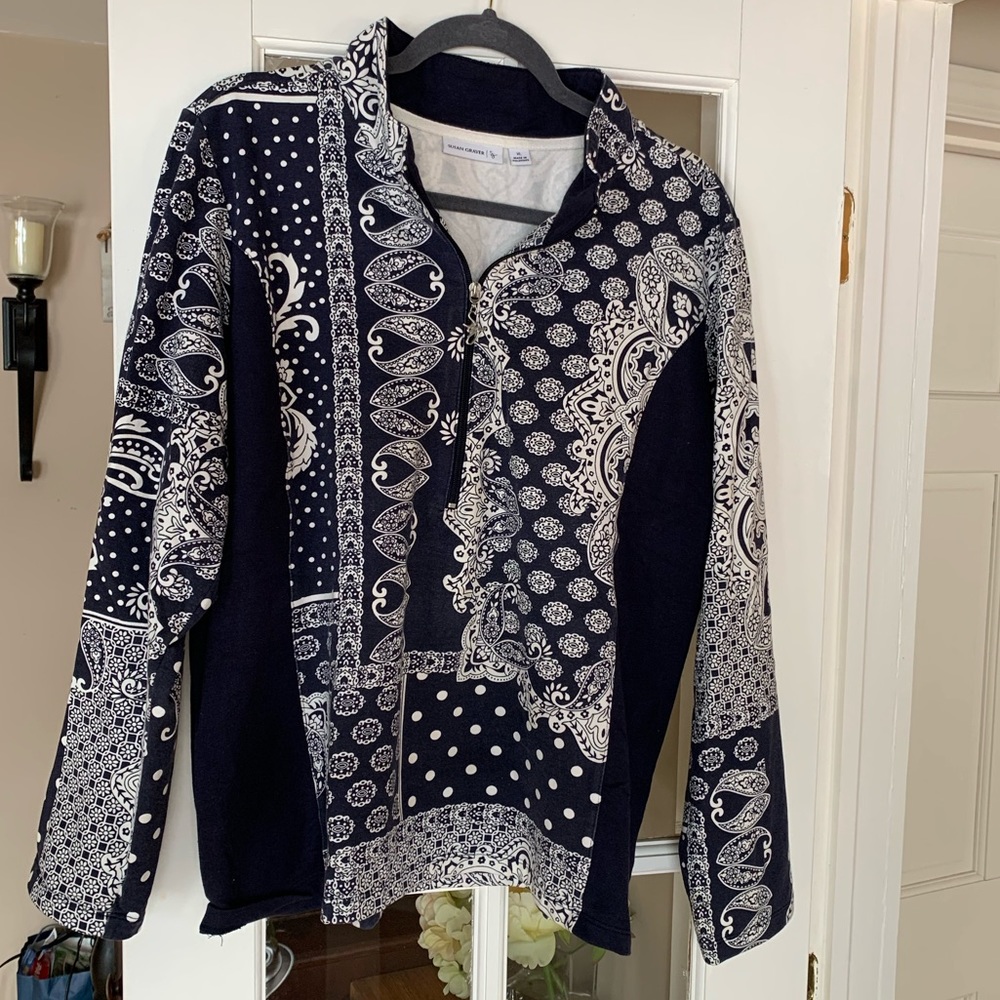 Bandana print 1/4 zip top